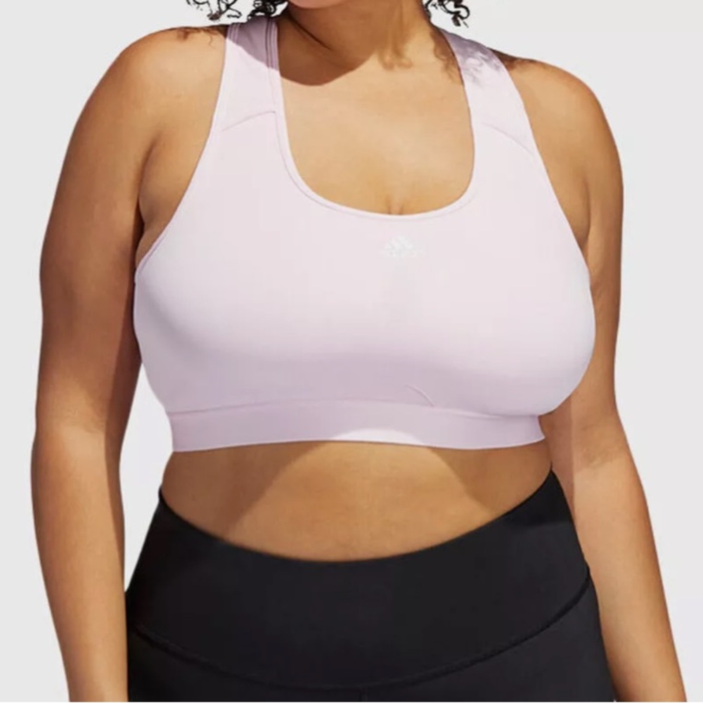 Adidas Power React Medium Support Training Sports Bra Clear Pink Size 1X